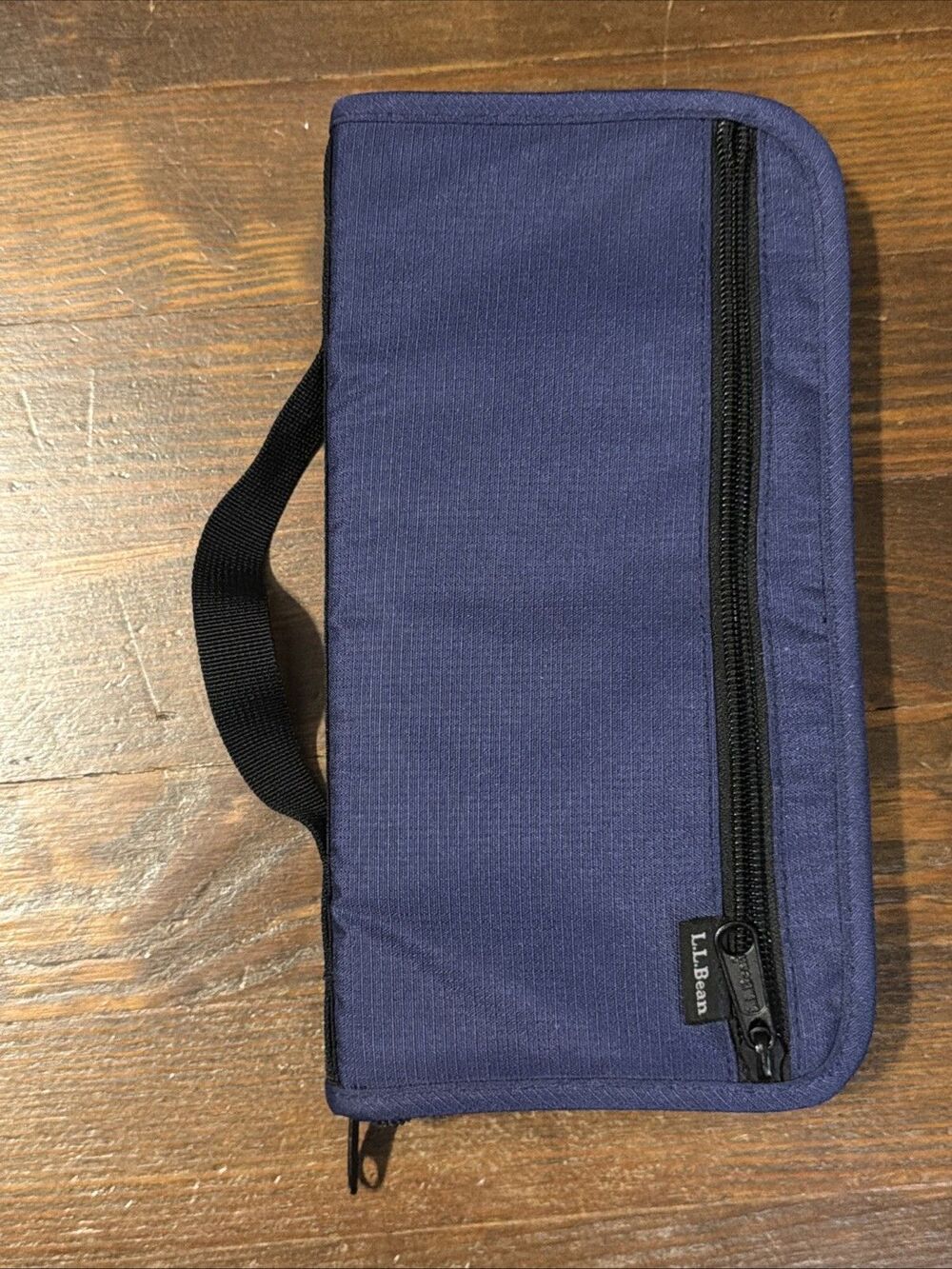 LL Bean Travel Long Wallet Organizer Cards Passport Document Holder Blue